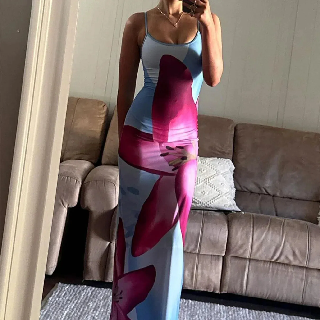 Tossy Spaghetti Strap Lily Floral Slip Dress for Summer Fun
