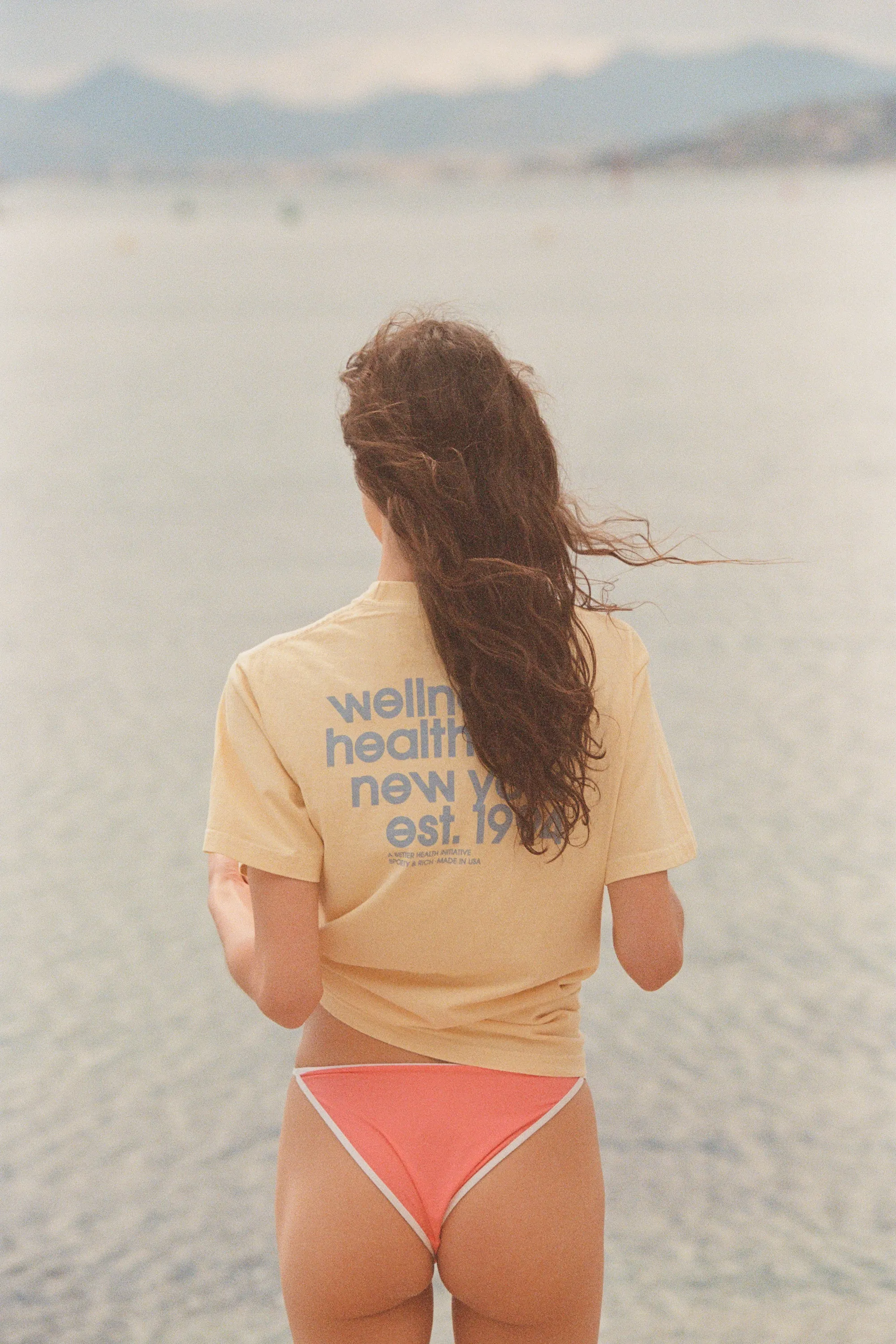 USA Health Club T-Shirt - Almond/China Blue