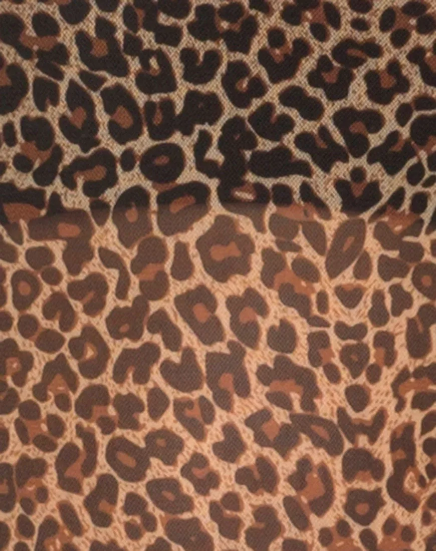 Whitney Tee in Leopard Mesh Brown