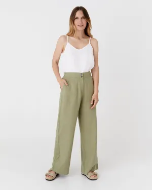 Wide linen pants BANFF in Sage