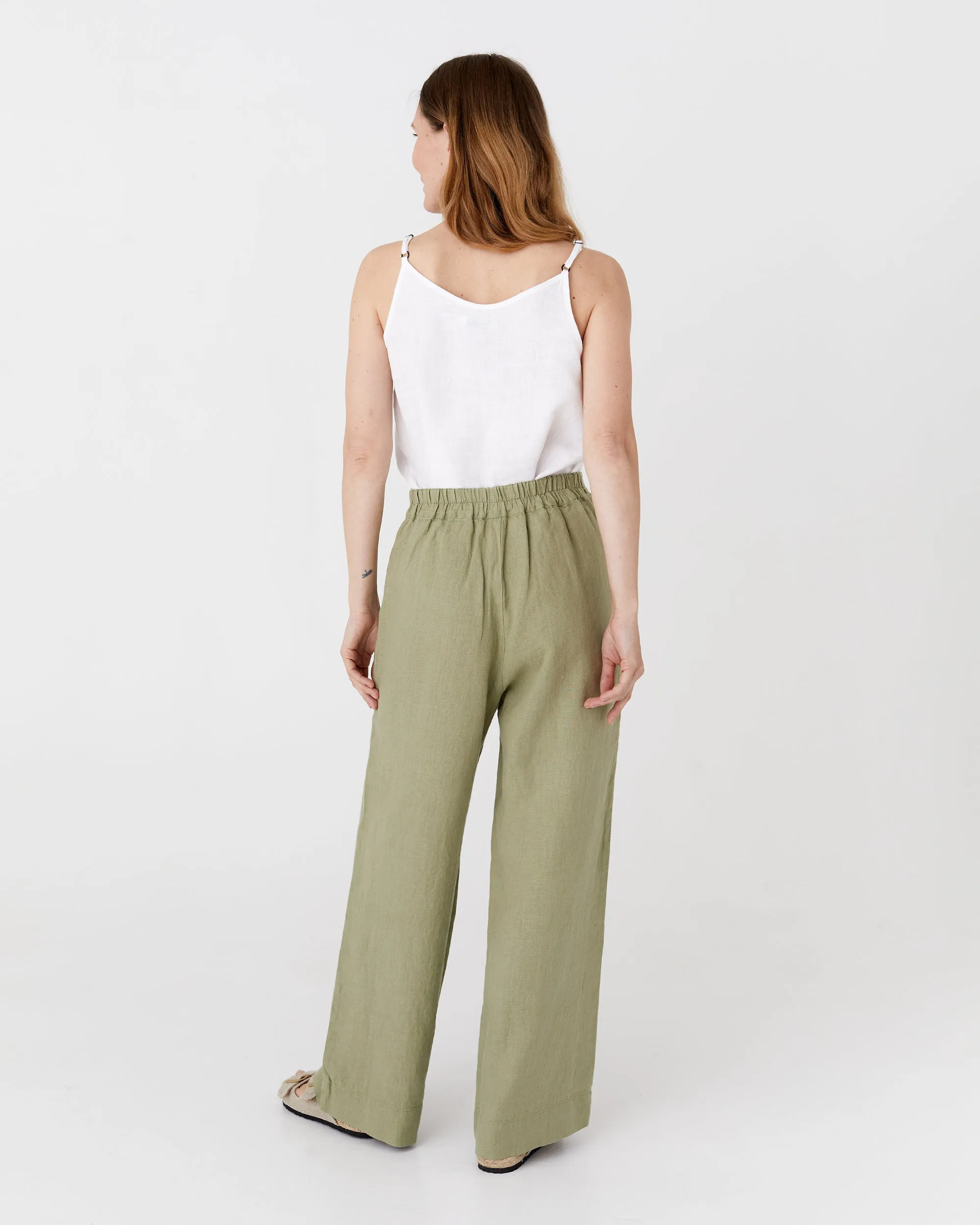 Wide linen pants BANFF in Sage