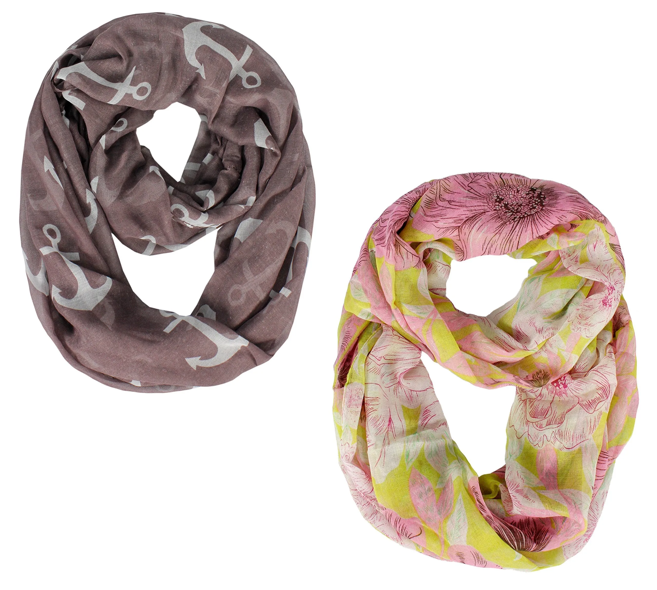 Wine Pink Peach Couture All season Infinity Loop Scarves Bold Anchor Print Scarf