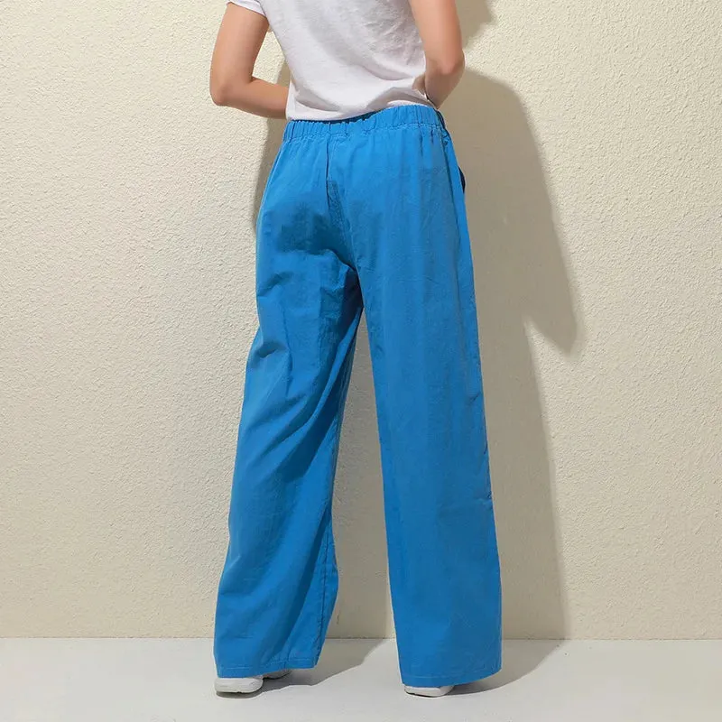 Women's Cotton Drawstring Loose Fashion Designer Linen Pants